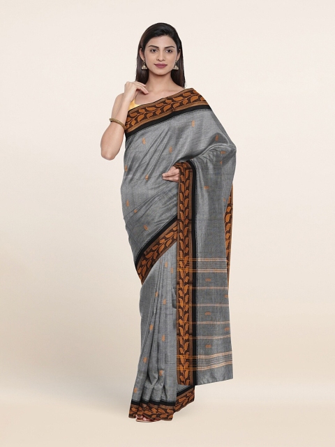 

Pothys Grey & Orange Ethnic Motifs Pure Cotton Saree