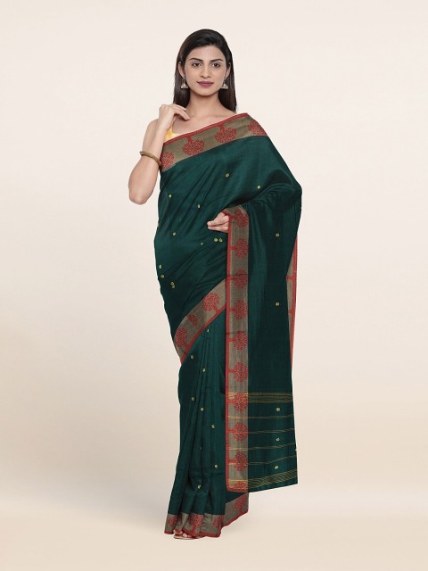 

Pothys Green & Gold-Toned Woven Design Zari Pure Cotton Saree