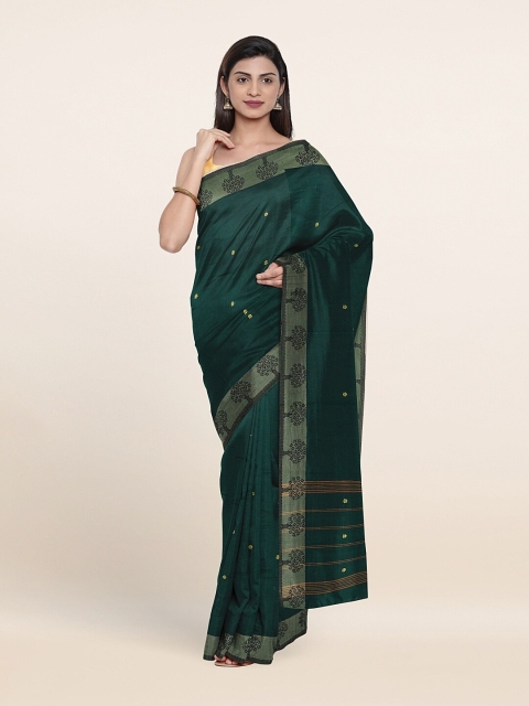 

Pothys Green & Gold-Toned Woven Design Zari Pure Cotton Saree