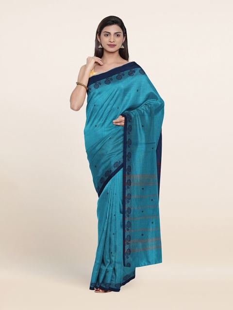 

Pothys Blue & Black Woven Design Pure Cotton Saree