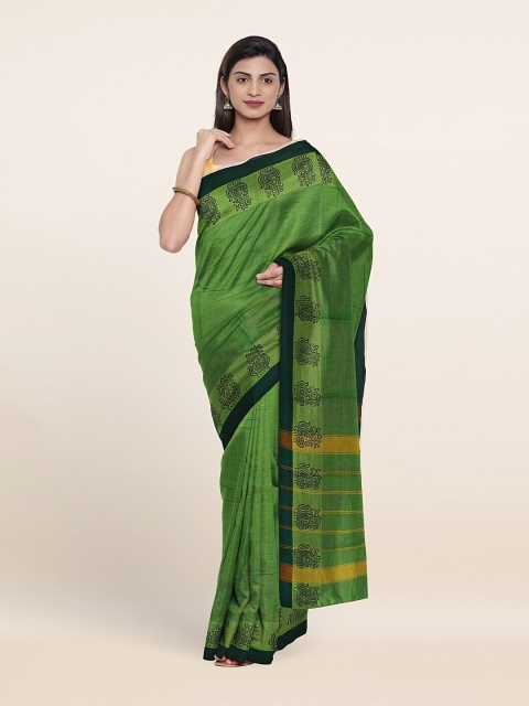 

Pothys Green & Gold-Toned Woven Design Pure Cotton Saree
