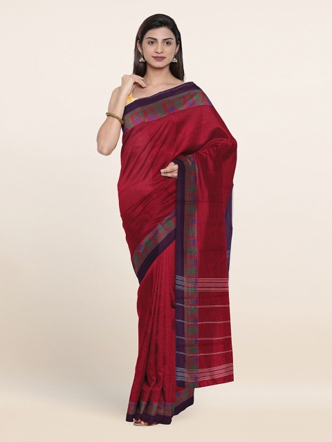 

Pothys Magenta & Green Woven Design Pure Cotton Saree