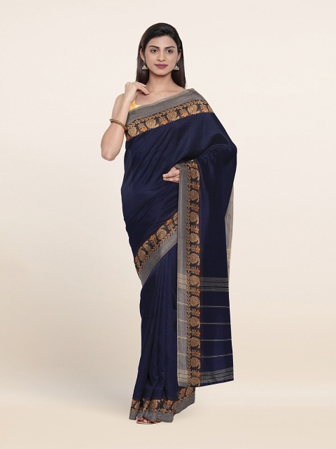 

Pothys Navy Blue & Golden Pure Cotton Saree