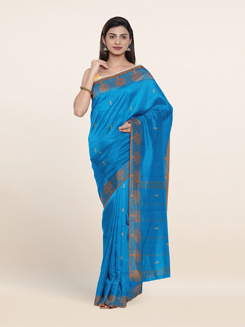 

Pothys Blue & Orange Ethnic Motifs Pure Cotton Saree