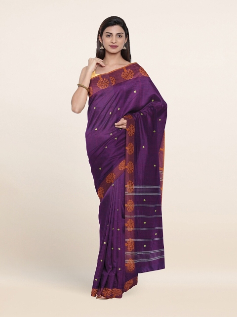 

Pothys Violet & Orange Ethnic Motifs Pure Cotton Saree