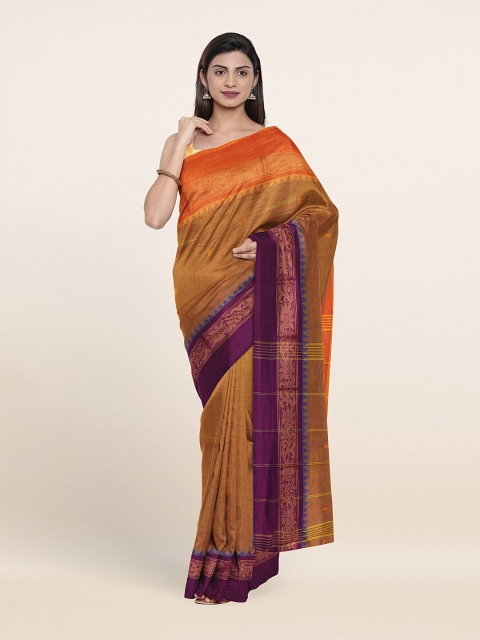 

Pothys Mustard & Purple Woven Design Zari Pure Cotton Saree
