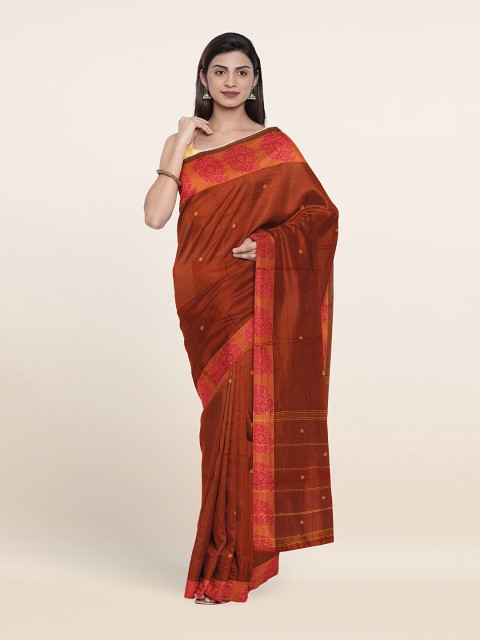 

Pothys Maroon & Gold-Toned Woven Design Pure Cotton Saree