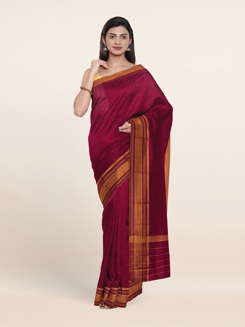 

Pothys Magenta & Gold-Toned Zari Pure Cotton Saree