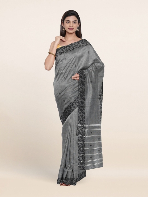 

Pothys Grey & Black Woven Design Zari Pure Cotton Saree