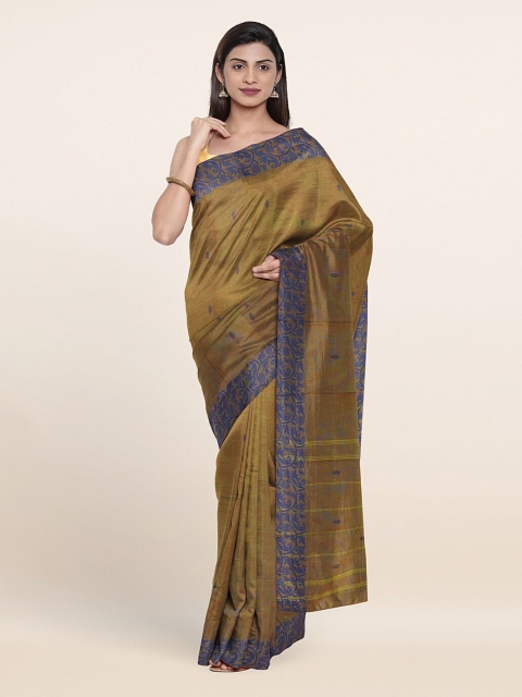 

Pothys Olive Green & Blue Ethnic Motifs Pure Cotton Saree