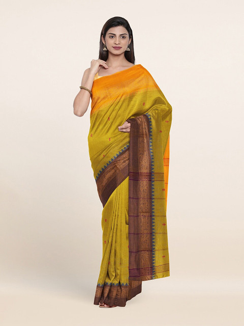 

Pothys Green & Brown Woven Design Zari Pure Cotton Saree