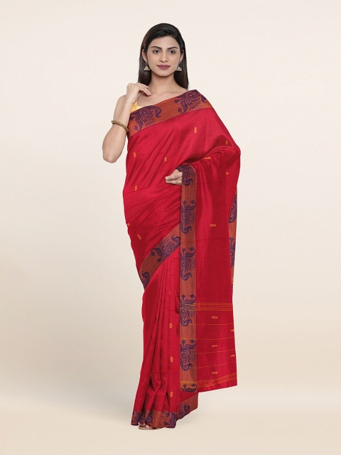 

Pothys Pink & Blue Woven Design Pure Cotton Saree