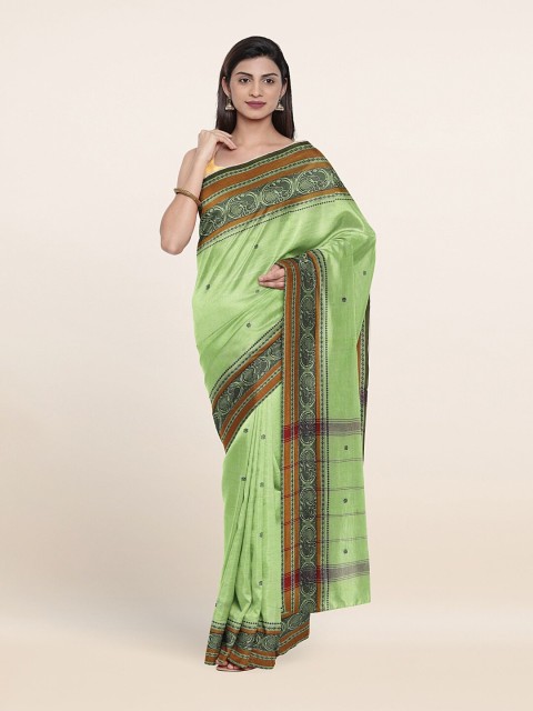 

Pothys Green & Tan Tie and Dye Pure Cotton Saree