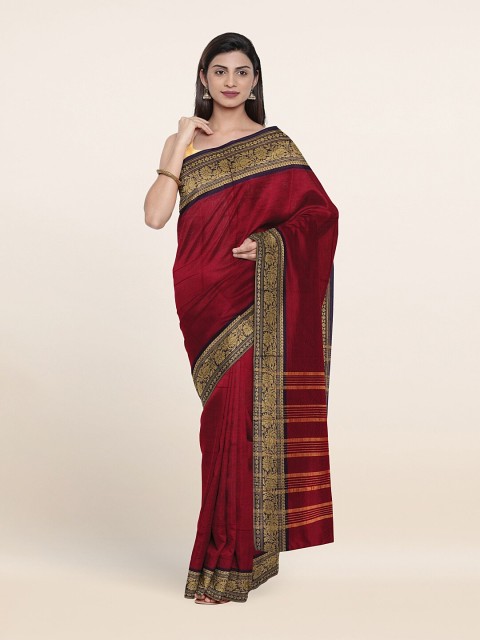 

Pothys Magenta & Gold-Toned Woven Design Pure Cotton Saree