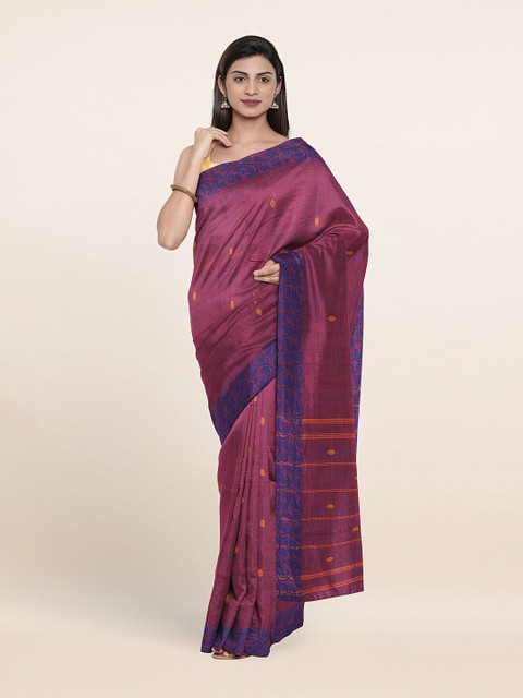 

Pothys Magenta & Blue Ethnic Motifs Pure Cotton Saree