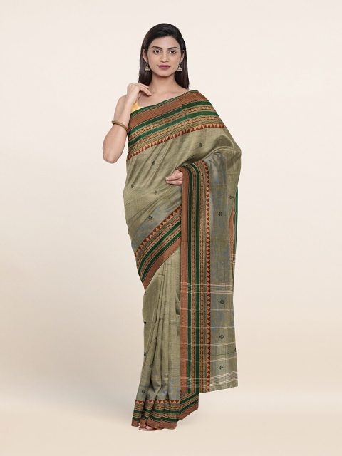 

Pothys Olive Green & Gold-Toned Woven Design Pure Cotton Saree