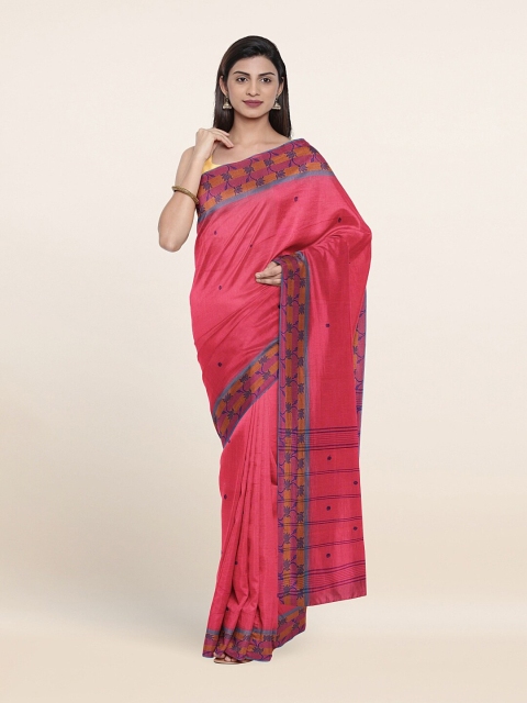 

Pothys Pink & Blue Woven Design Pure Cotton Saree