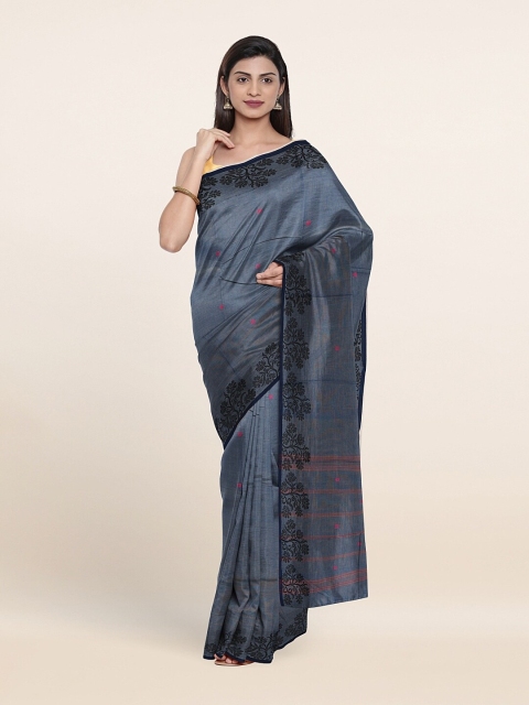 

Pothys Blue & Black Floral Pure Cotton Saree