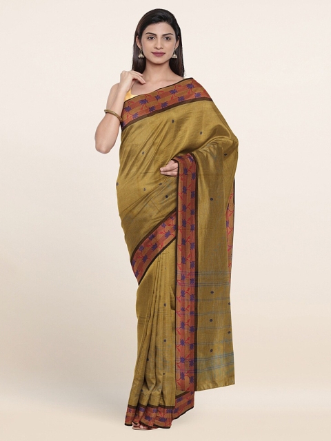 

Pothys Olive Green & Purple Woven Design Zari Pure Cotton Saree