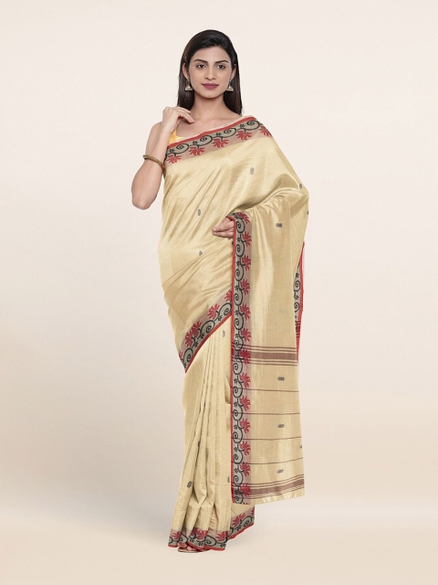 

Pothys Cream-Coloured & Red Floral Pure Cotton Saree