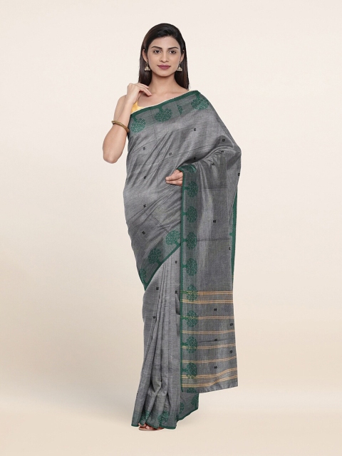 

Pothys Grey & Green Woven Design Pure Cotton Saree