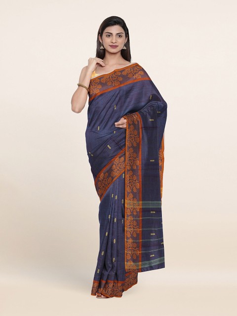 

Pothys Blue & Orange Ethnic Motifs Zari Pure Cotton Saree