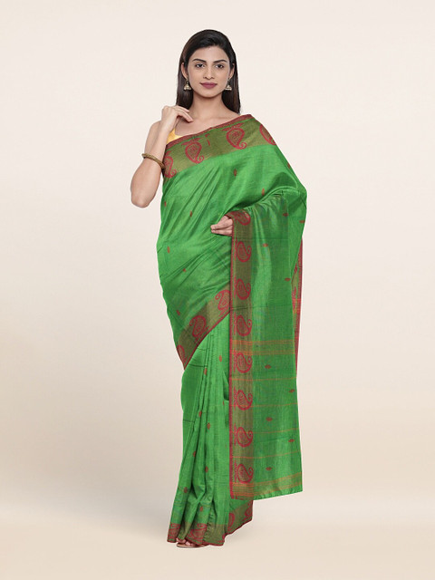 

Pothys Green & Pink Ethnic Motifs Pure Cotton Saree