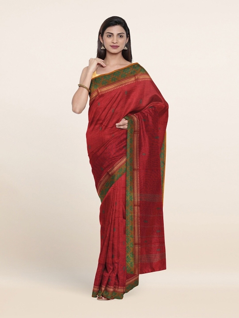

Pothys Maroon & Green Ethnic Motifs Pure Cotton Saree
