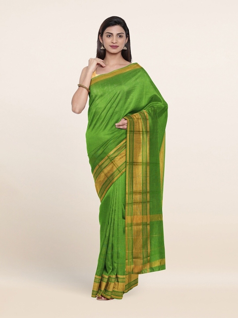 

Pothys Green & Gold-Toned Zari Pure Cotton Saree