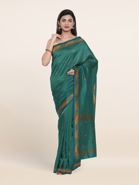 

Pothys Green & Gold-Toned Woven Design Zari Pure Cotton Saree