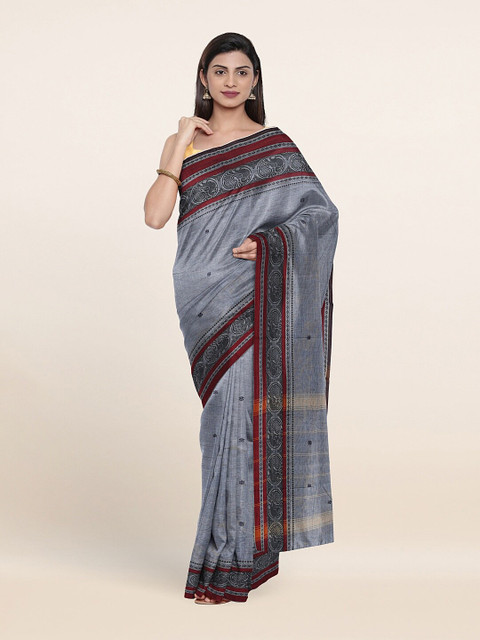 

Pothys Grey & Maroon Woven Design Pure Cotton Saree