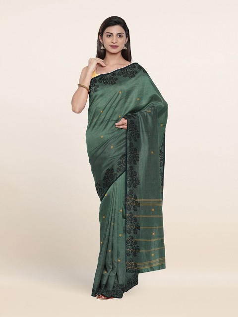 

Pothys Green & Gold-Toned Woven Design Pure Cotton Saree