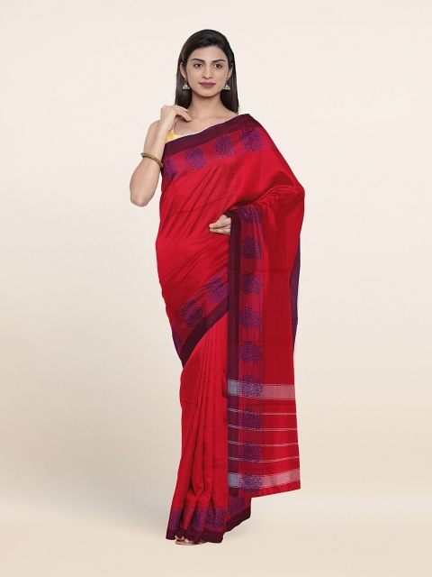

Pothys Red & Purple Ethnic Motifs Pure Cotton Saree