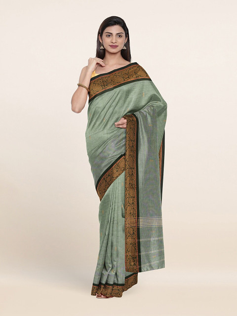 

Pothys Green & Golden Ethnic Motifs Pure Cotton Saree