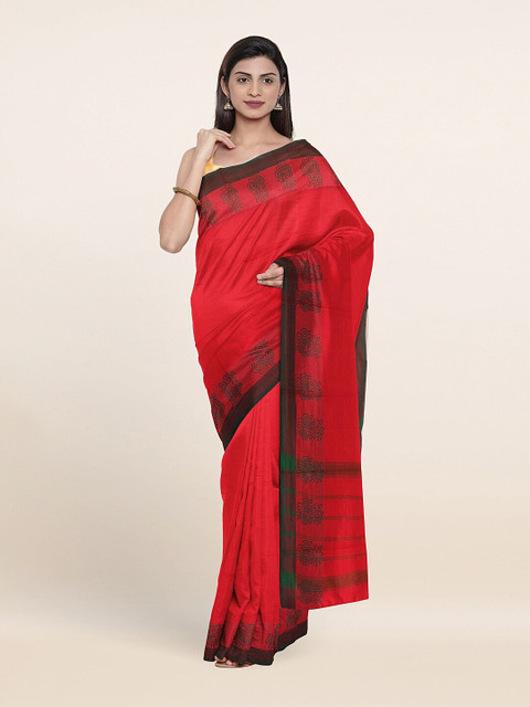 

Pothys Red & Black Ethnic Motifs Pure Cotton Saree