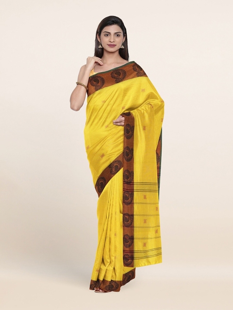 

Pothys Yellow & Brown Woven Design Pure Cotton Saree