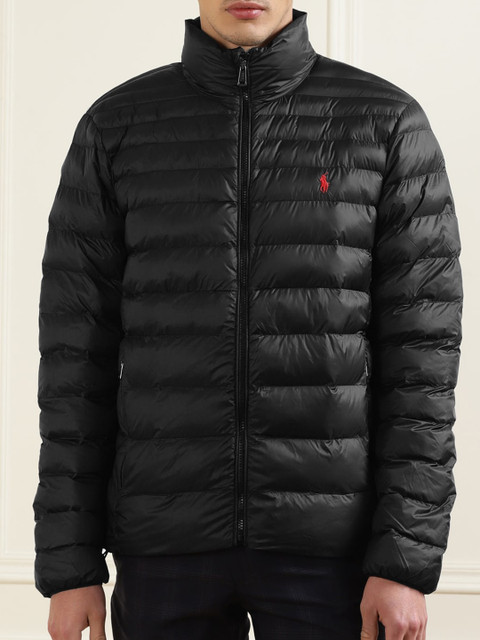 

Polo Ralph Lauren Men Black Striped Lightweight Longline Bomber Jacket
