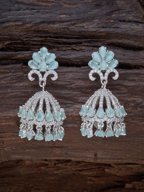 

Kushal's Fashion Jewellery Sea Green Floral Jhumkas Earrings
