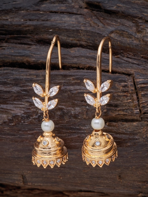 

Kushal's Fashion Jewellery White Dome Shaped Jhumkas Earrings