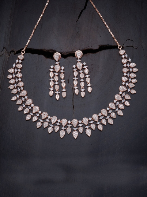 

Kushal's Fashion Jewellery Rose Gold-Plated CZ Studded Jewellery Set