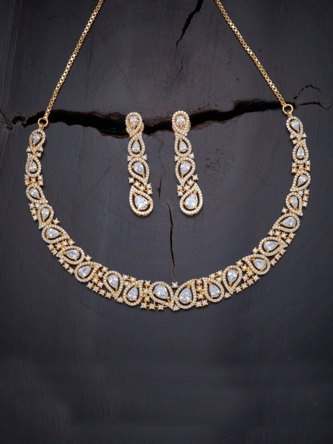 

Kushal's Fashion Jewellery White & Gold-Plated Jewelry Set