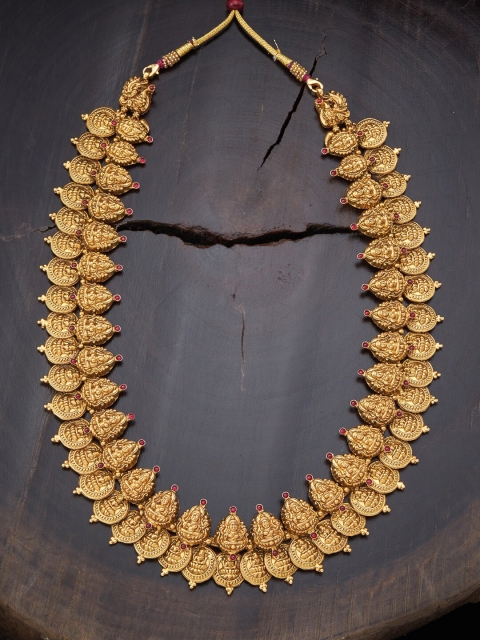 

Kushal's Fashion Jewellery Gold-Plated & Red Temple Necklace