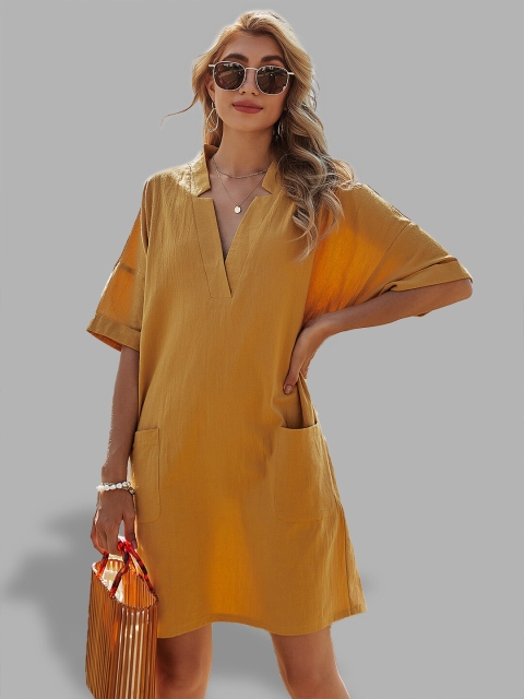 

JC Collection Women Yellow A-Line Dress