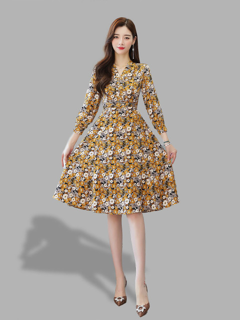 

JC Collection Women Yellow Floral A-Line Dress