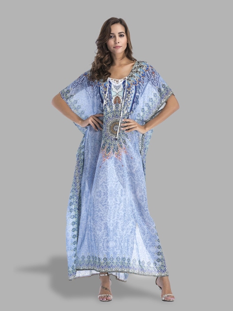 

JC Collection Blue Ethnic Motifs Maxi Dress