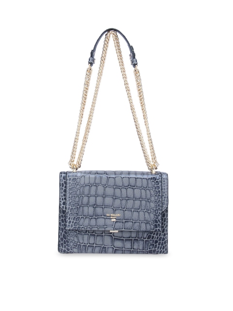 

Da Milano Grey Textured Leather Structured Shoulder Bag with Quilted