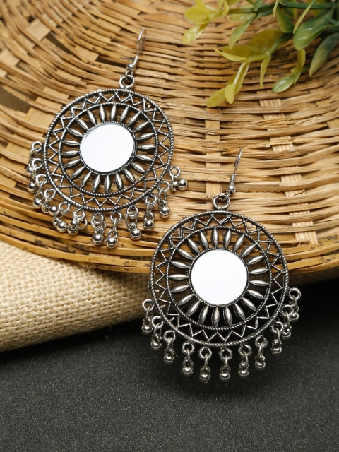 

NEUDIS Silver Oxidised Circular Drop Earrings
