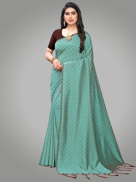 

KALINI Teal & Brown Warli Silk Blend Saree