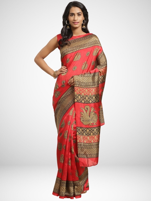 

KALINI Red & Gold-Toned Silk Blend Saree