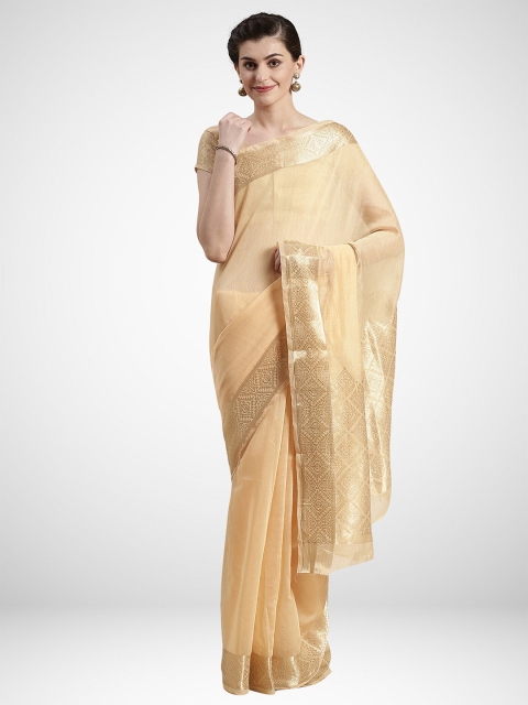 

KALINI Beige Woven Design Linen Blend Saree